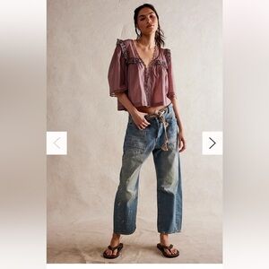 Free People Moxie Pull on Barrel Jeans